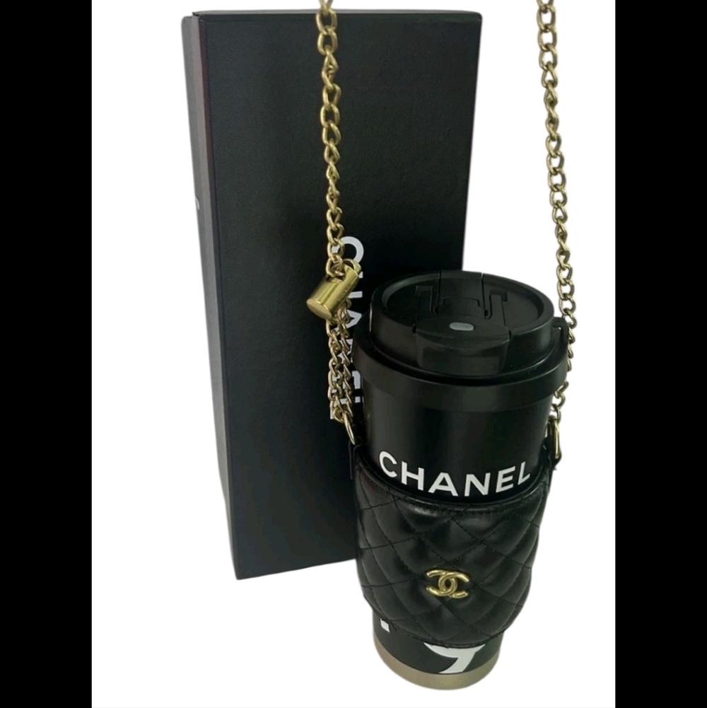Black Quilted Crossbody Bag & Black Travel Coffee Tumbler Set - Picture 3 of 10